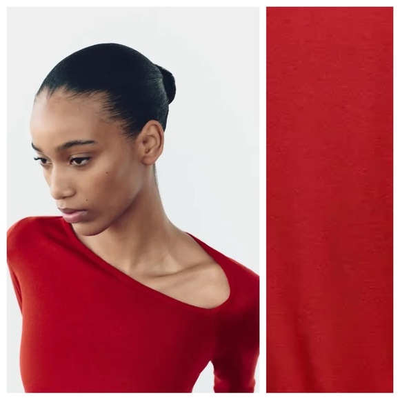 NWT. Zara Red Wool/Silk Blend Sweater. Size S. - Picture 3 of 9